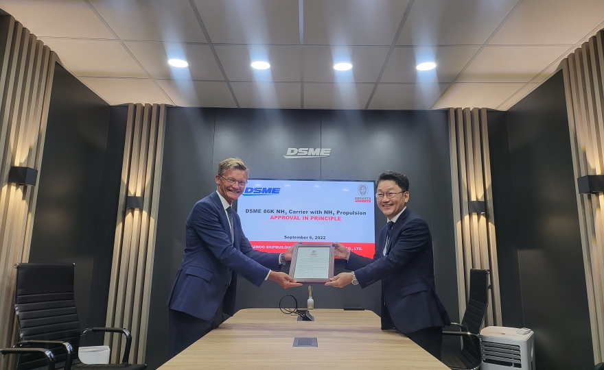 DSME receives Approval in Principle for an 86K NH3 Carrier with NH3 Propulsion